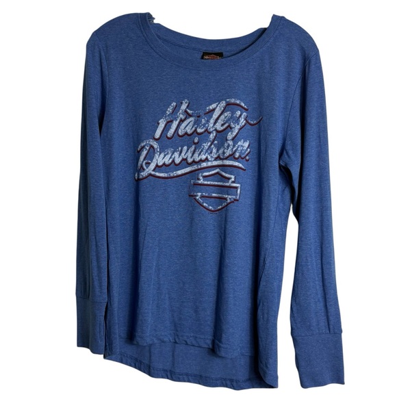 HARLEY-DAVIDSON Blue Long Sleeve Tee Size Medium -- SUPER SOFT!!! - Picture 2 of 9